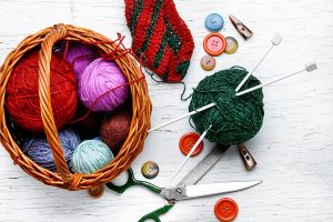 Close-up of tool knitting
